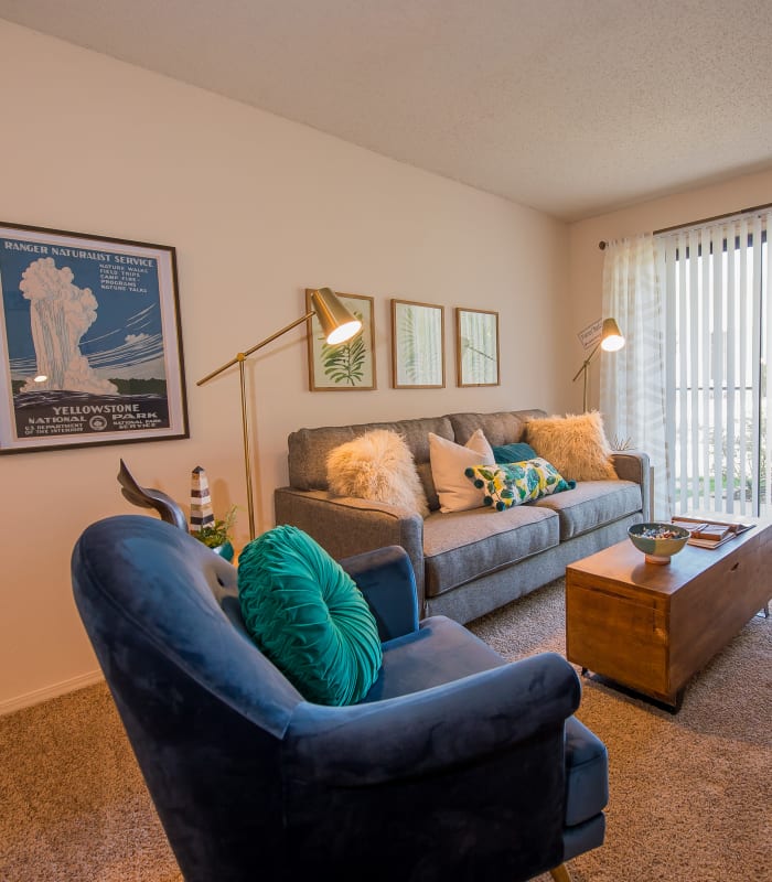 Living room at Silver Springs Apartments in Wichita, Kansas