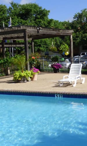 Sparkling blue pool at Ridgeway Apartments in Midlothian, Texas