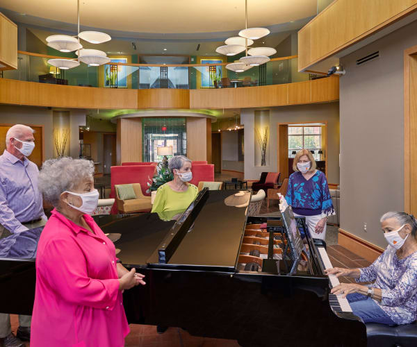 Residents enjoying live music at All Seasons Rochester Hills in Rochester Hills, Michigan