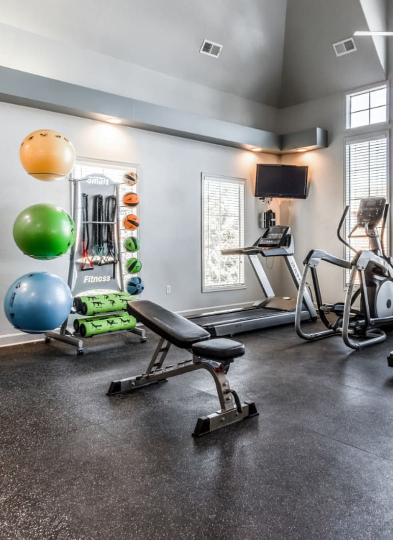 Fully equipped fitness gym for residents at The Links at Plum Creek in Castle Rock, Colorado