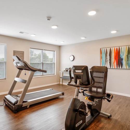Fitness center with treadmills at Allegany Junction in Cumberland, Maryland