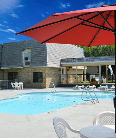 Sparkling swimming pool at Hilton Village II Apartments in Hilton, NY
