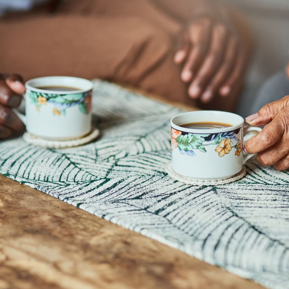 Residents drinking coffee at Ridge at Frisco in Frisco, Texas