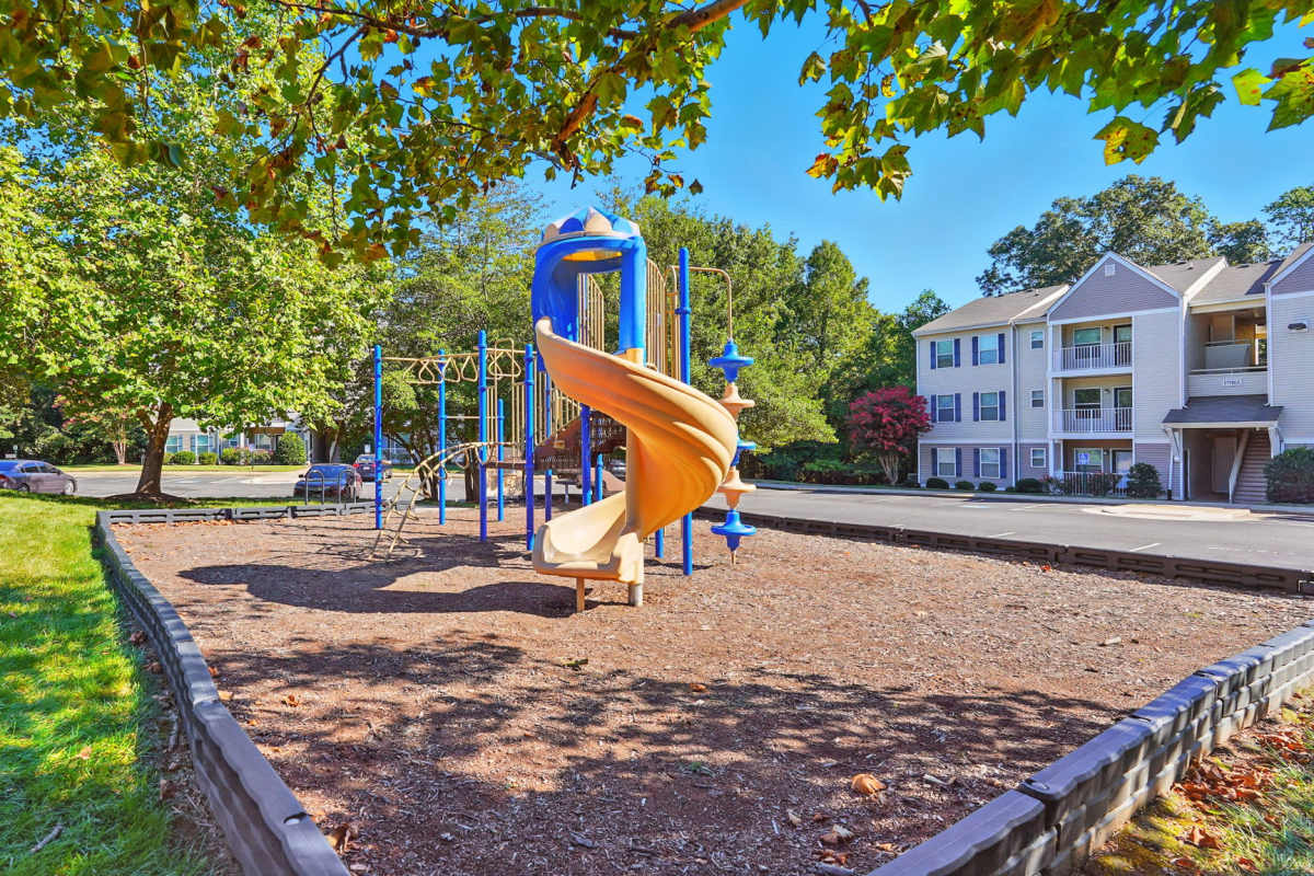 Playground with yellow slide at Monmouth Woods in King George, Virginia