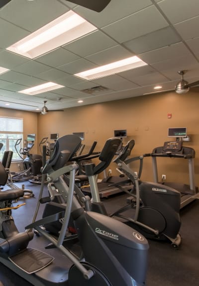 Fitness center at Waters Edge Apartments in Webster, New York