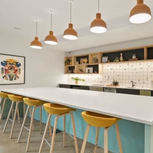 Kitchen in the resident lounge at The Parallel in Wheat Ridge, Colorado
