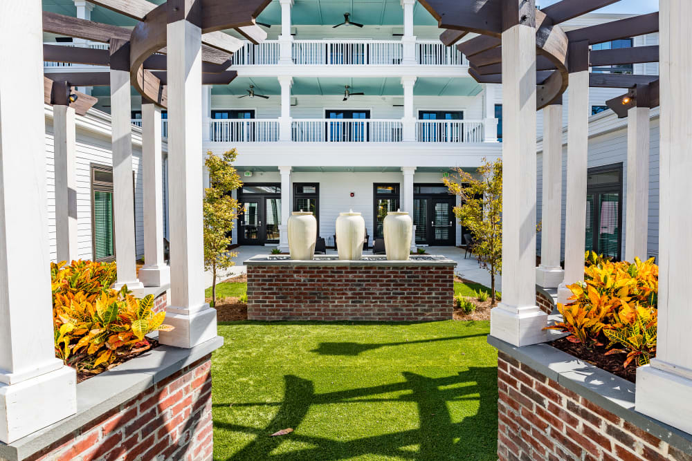 Manicured lawns at Merrill Gardens at Carolina Park in Mount Pleasant, South Carolina. 