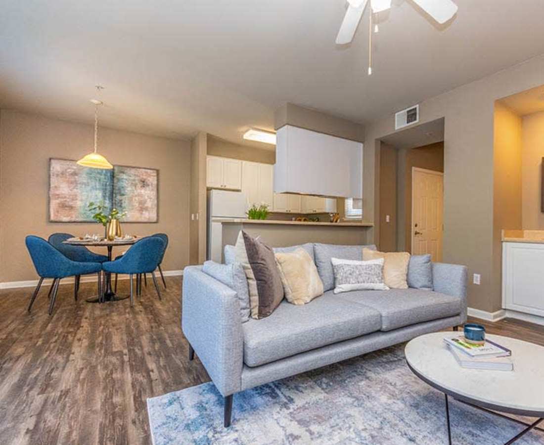 Living room of model home at Sterling Ranch in El Dorado Hills, California