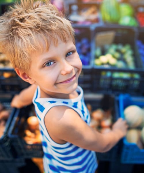 Child at a market near Village at Santa Teresa in Gilroy, California