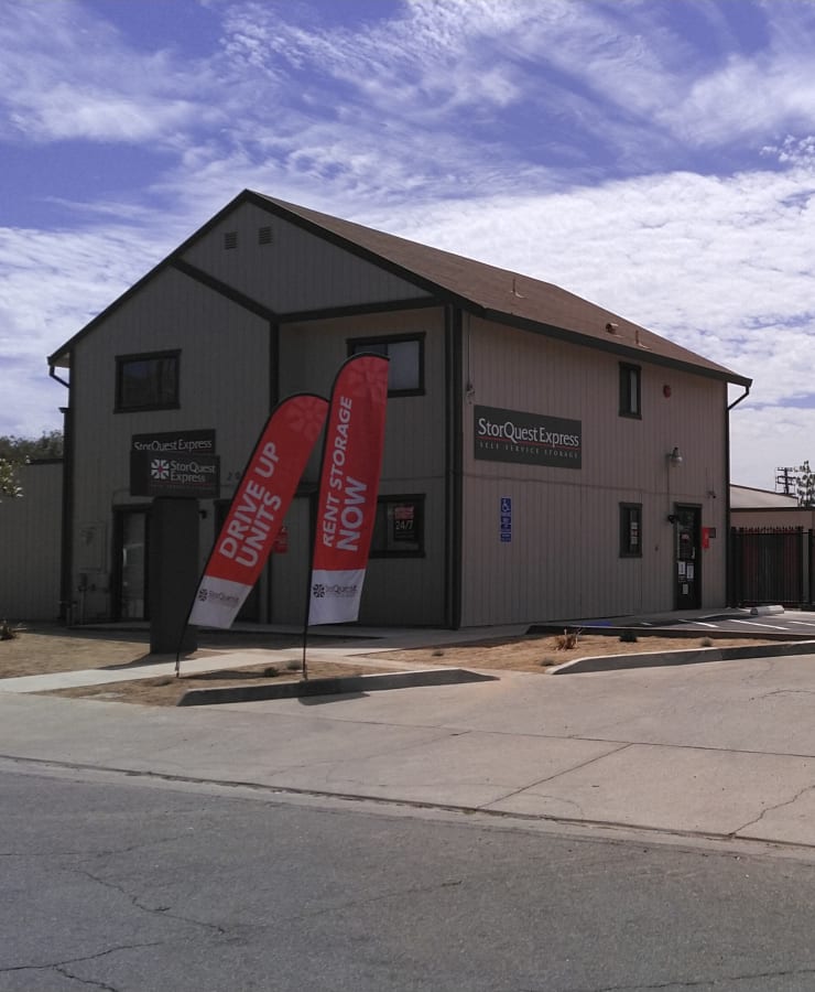 The exterior of the office at StorQuest Express Self Service Storage in Sacramento, California