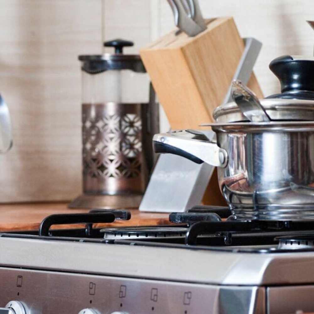 Stainless steel appliances at Burlington Arms in Los Angeles, California,