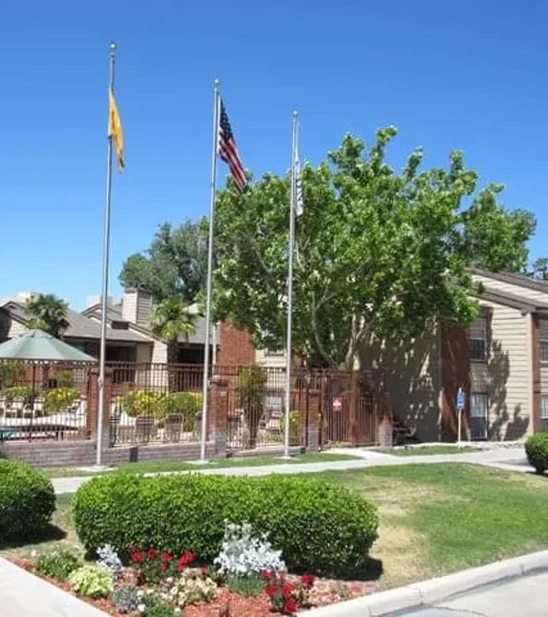 Apartment landscaping at High Range Village in Las Cruces, New Mexico