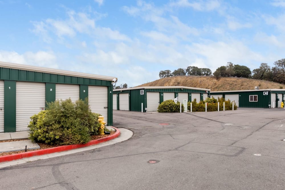 Wide driveways between storage units at Storage Star Novato in Novato, California