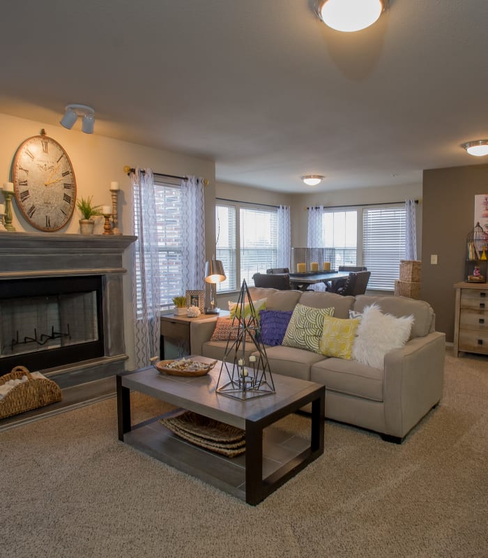 Living room at Portofino Apartments in Wichita, Kansas