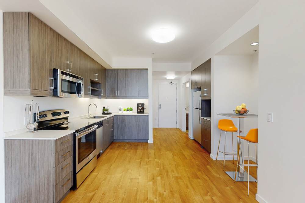 Well equipped kitchen at The Union in Portland, Oregon