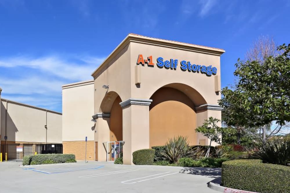 The front entrance to A-1 Self Storage in Chula Vista, California