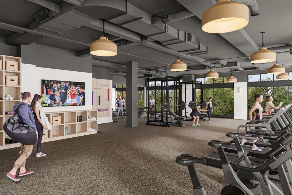 Fitness center at St. Albans Lofts in Raleigh, North Carolina