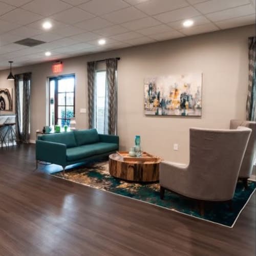 Seating in the clubhouse at Amber Grove Apartments in Marietta, Georgia