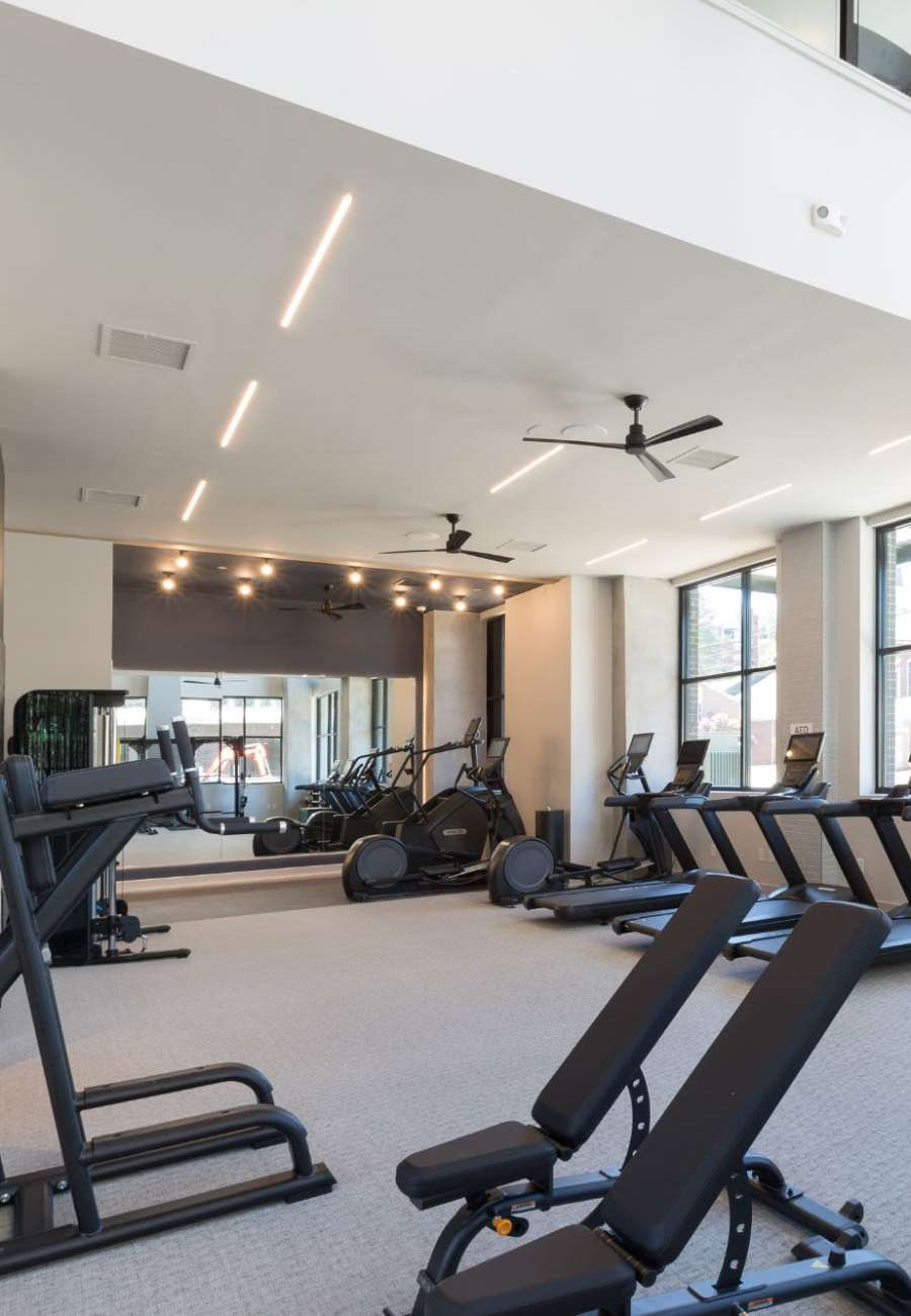 Rendering fitness center at Lumen Briarcliff in Atlanta, Georgia