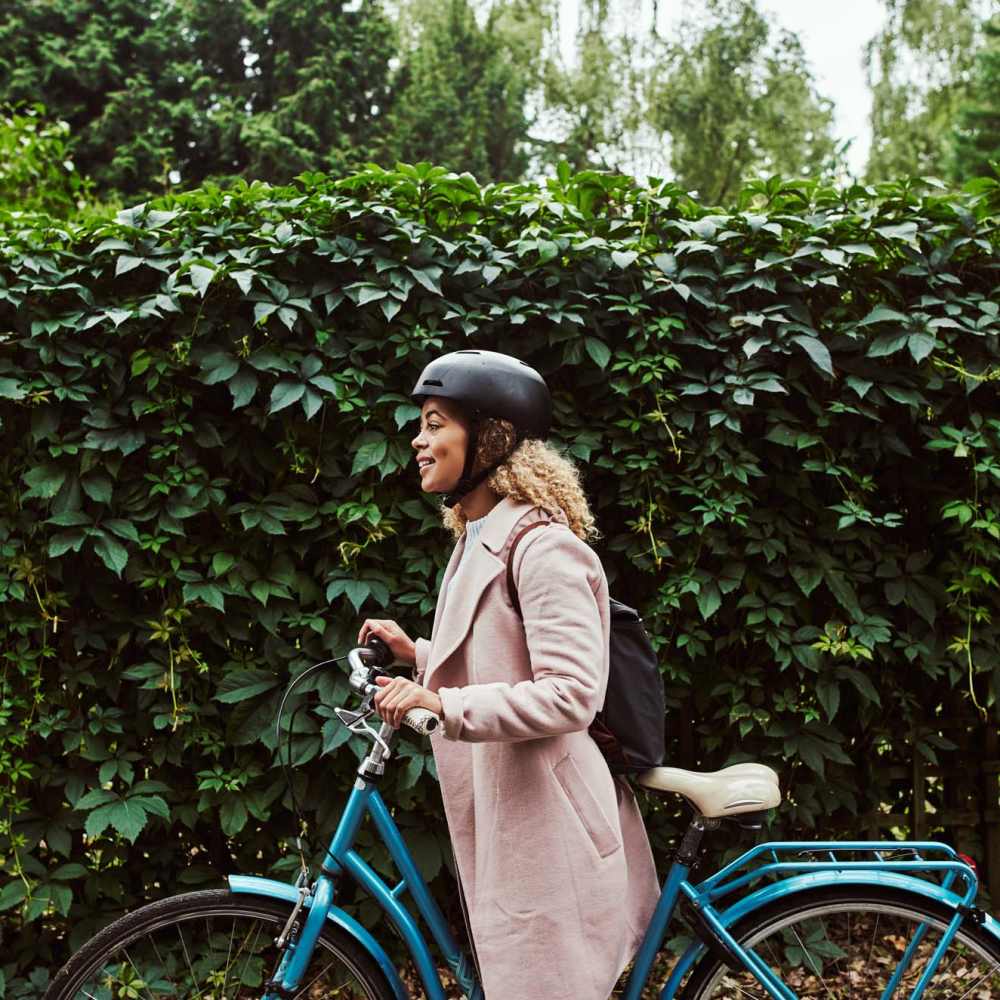 Resident riding bi-cycle near Tangi Lakes in Hammond, Louisiana