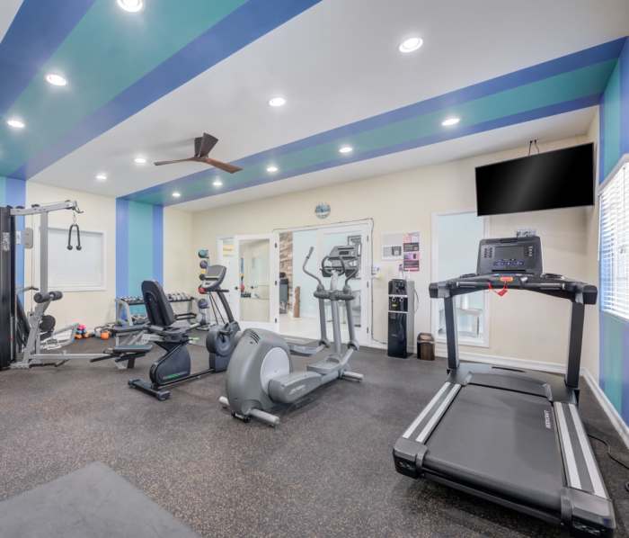 Fitness center at Village Apartments in Carlsbad, California