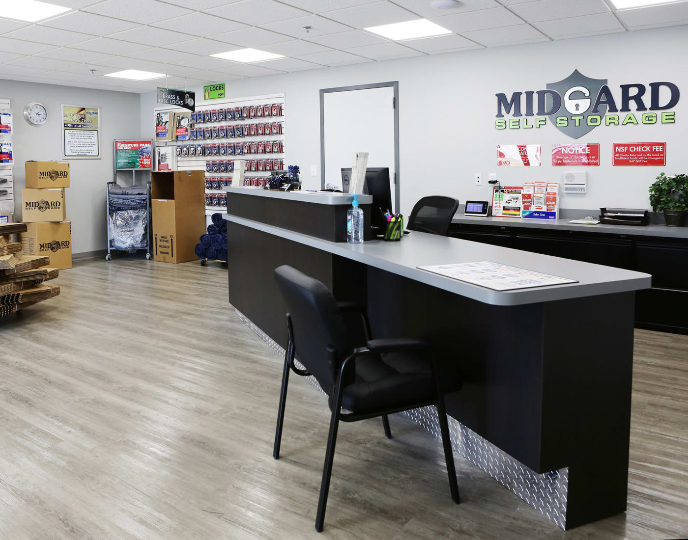 Leasing office at Midgard Self Storage in Midland, North Carolina