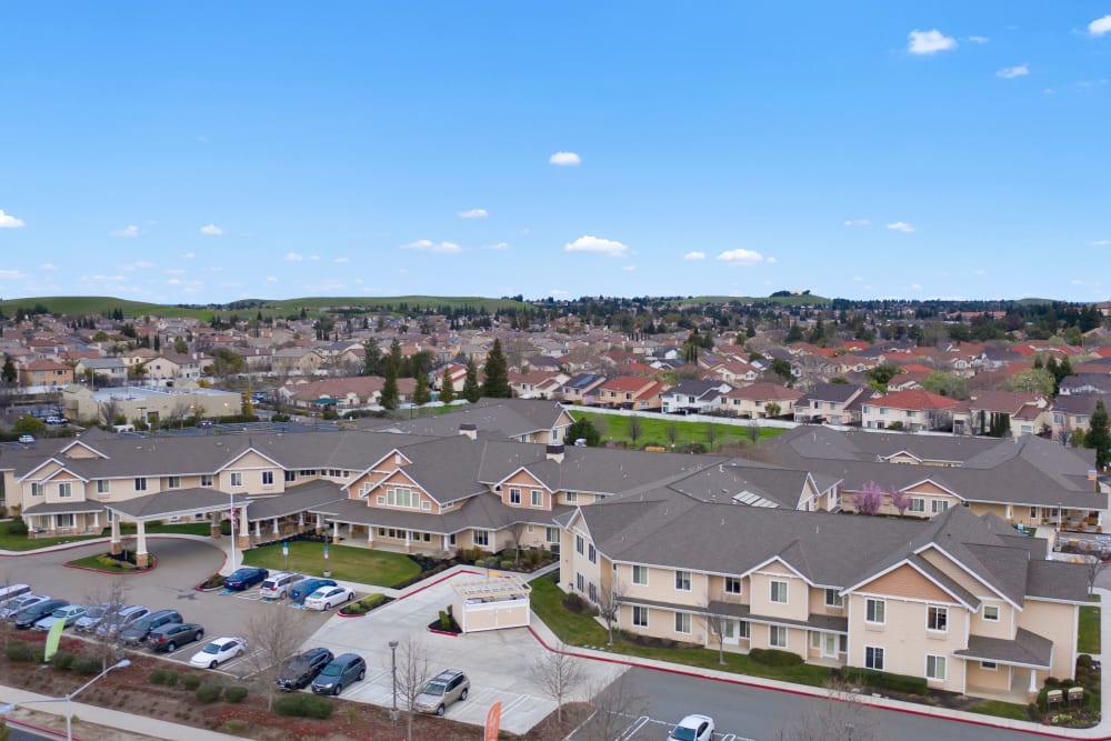 Sunny aerial at The Commons at Dallas Ranch in Antioch, California