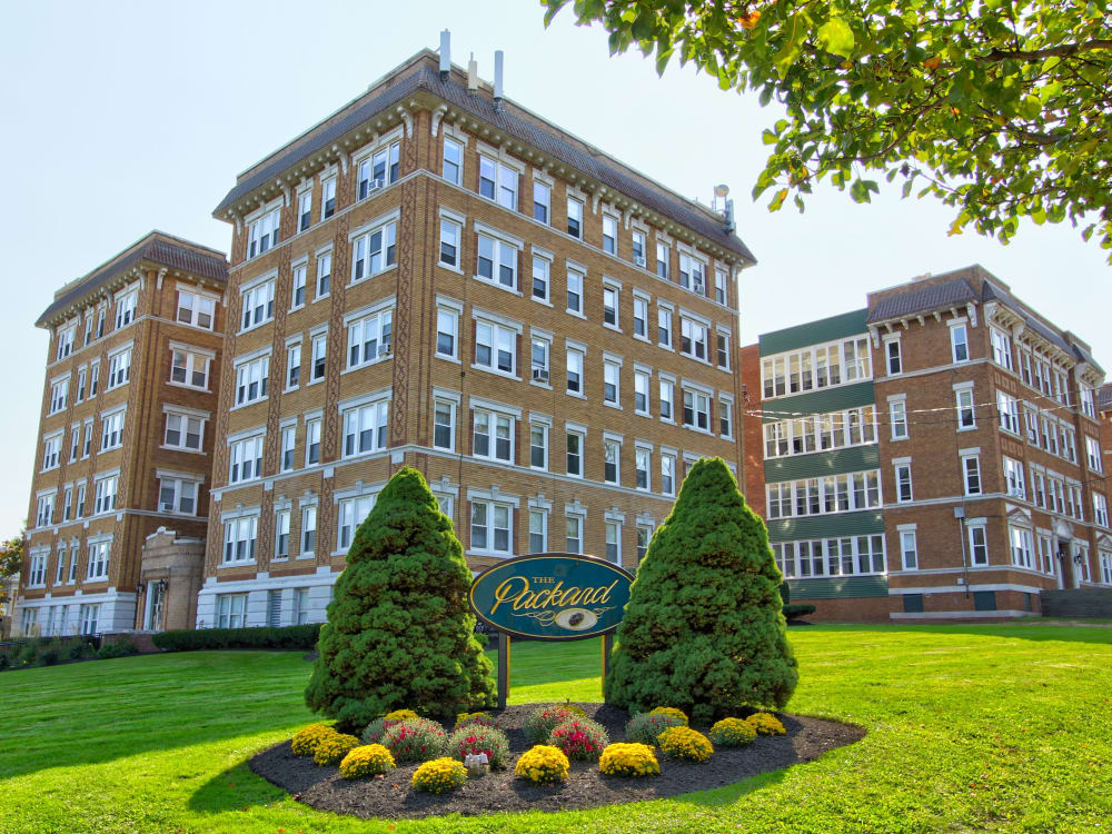 Updated exterior of The Packard apartments in West Hartford, Connecticut