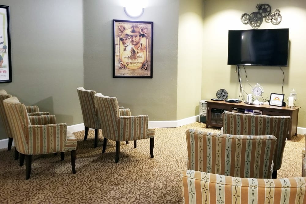 Community Movie Room at Meadowlark Senior Living in Lebanon, Oregon