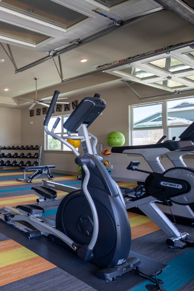 Inside the fitness center at Esperanza in San Antonio, Texas