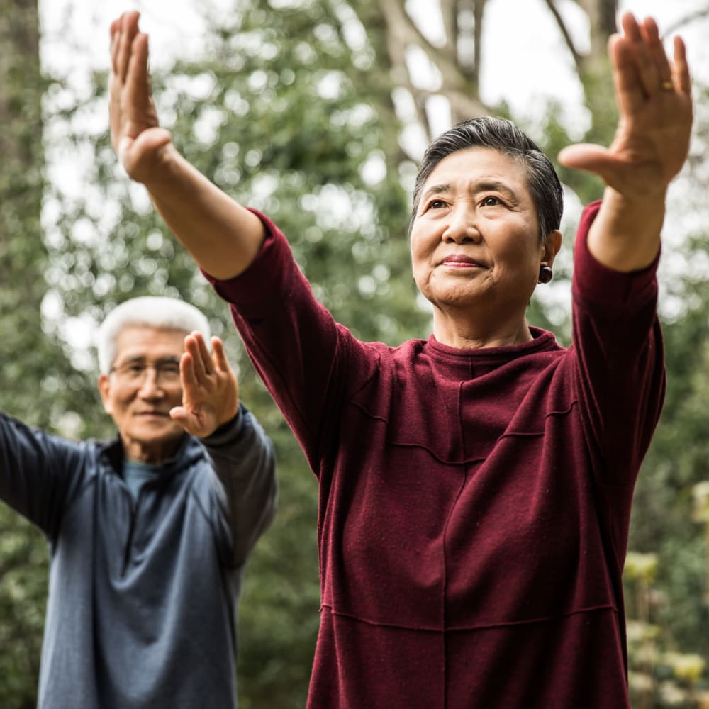 Residents exercising at a Ridgeline Management Company senior living property 