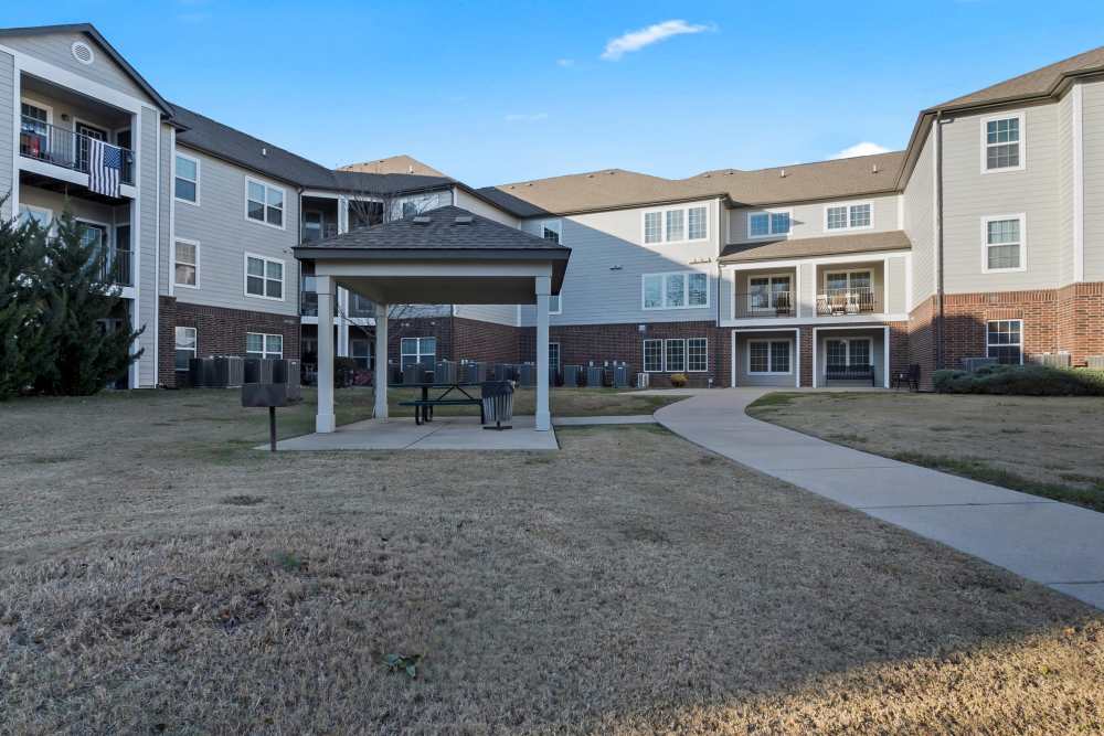 Community view with gazebo at Hartford Villas in Broken Arrow, Oklahoma
