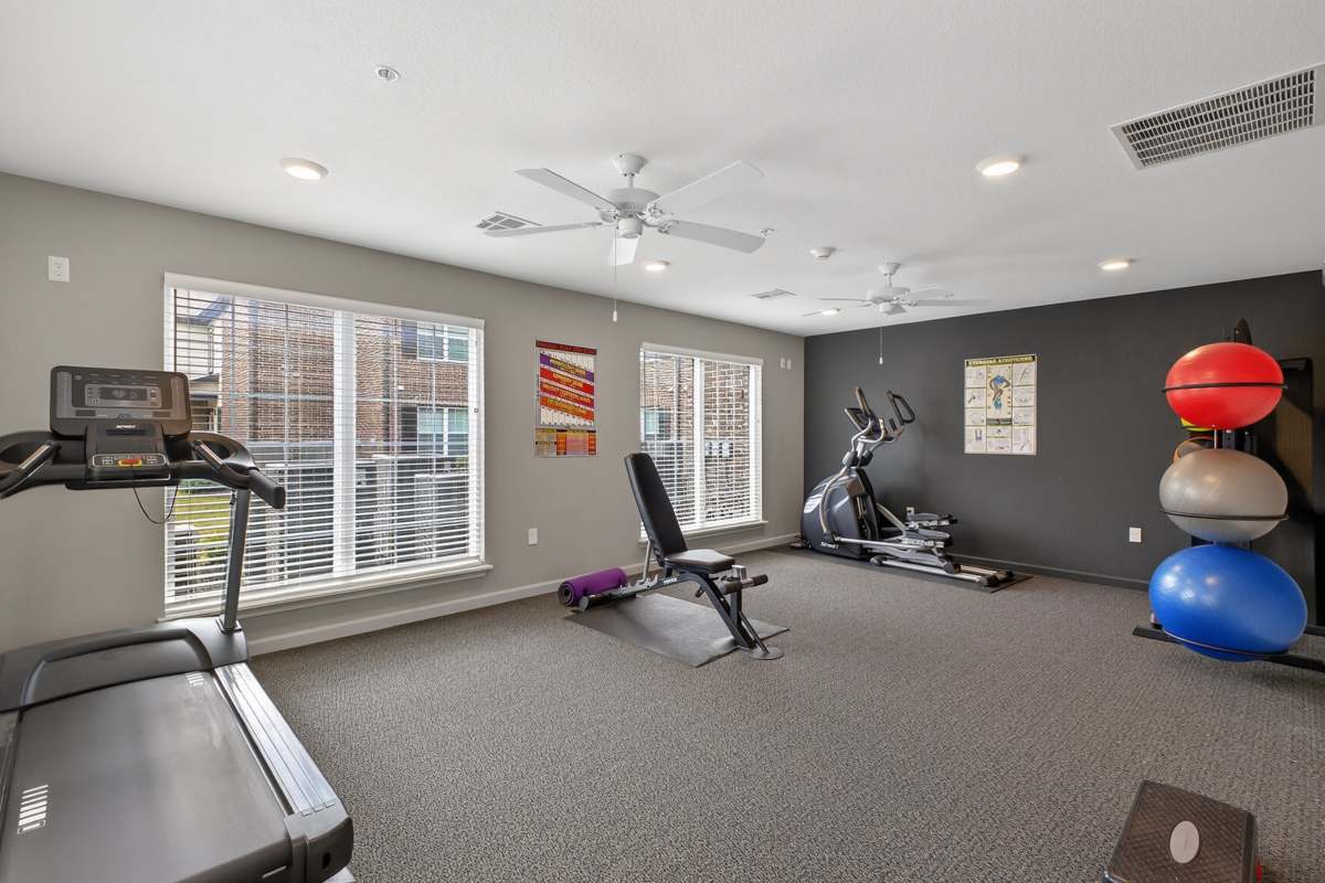 Fitness center at Hill Court Villas in Granbury, Texas