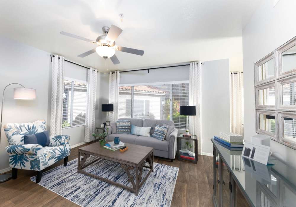 Spacious living room at Alcove at the Islands in Gilbert, Arizona