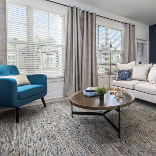 Modern living room at South City Apartments in Summerville, South Carolina 