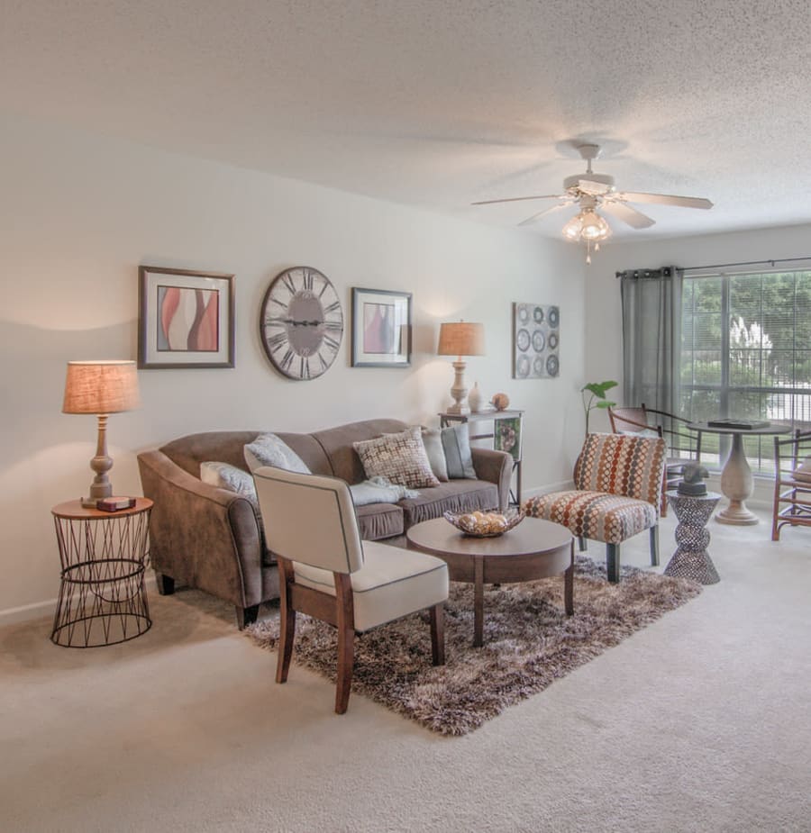 Elegant living room at The Grove in Biloxi, Mississippi
