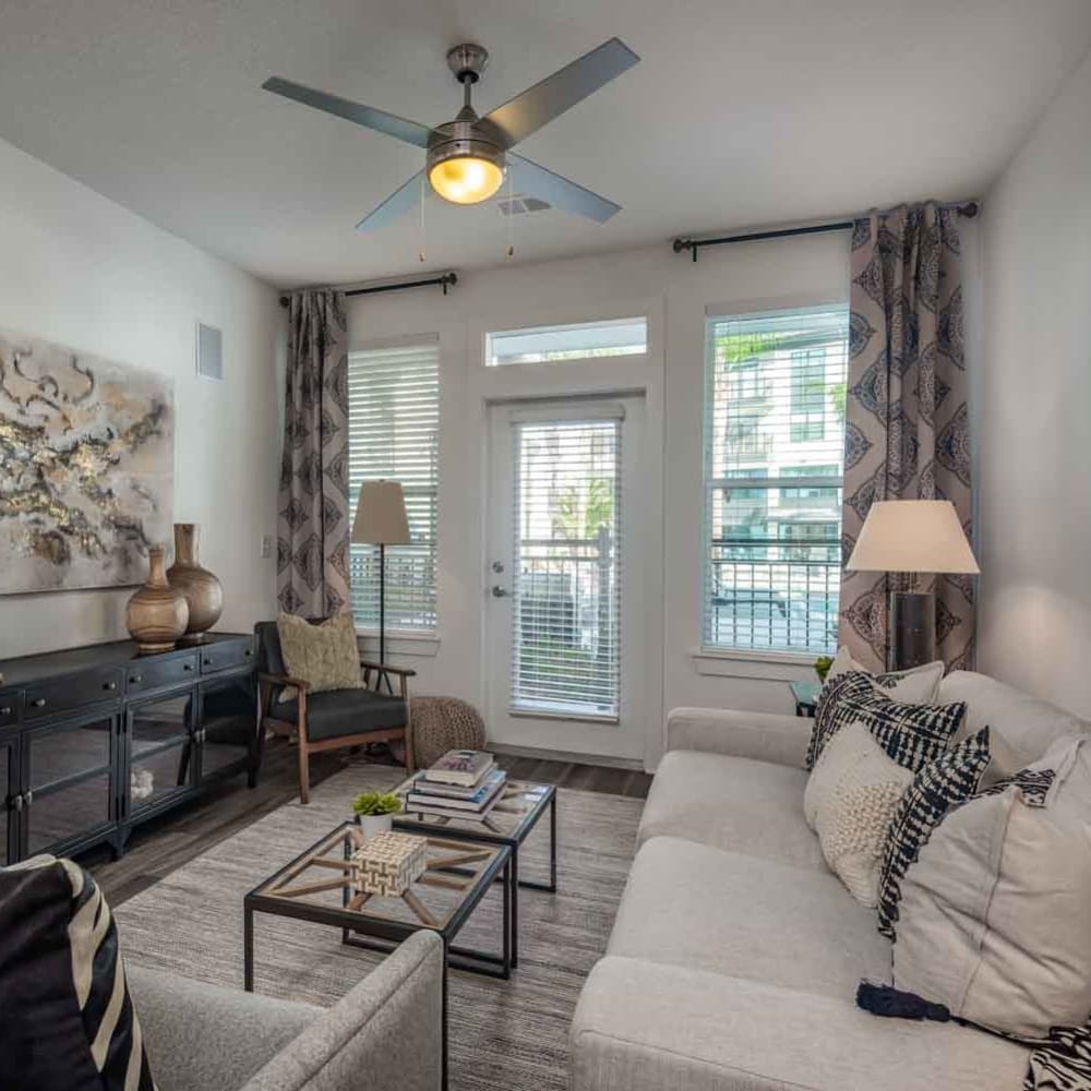 Model living room at The Jaxon in Jacksonville, Florida