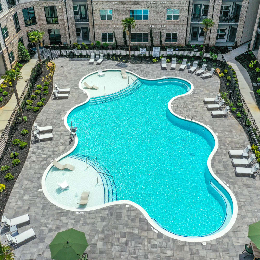 An aerial view of the resort-style pool at Somerset in McDonough, Georgia