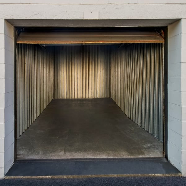 Inside a large exterior storage unit at StorQuest Economy Self Storage in Dayton, Ohio