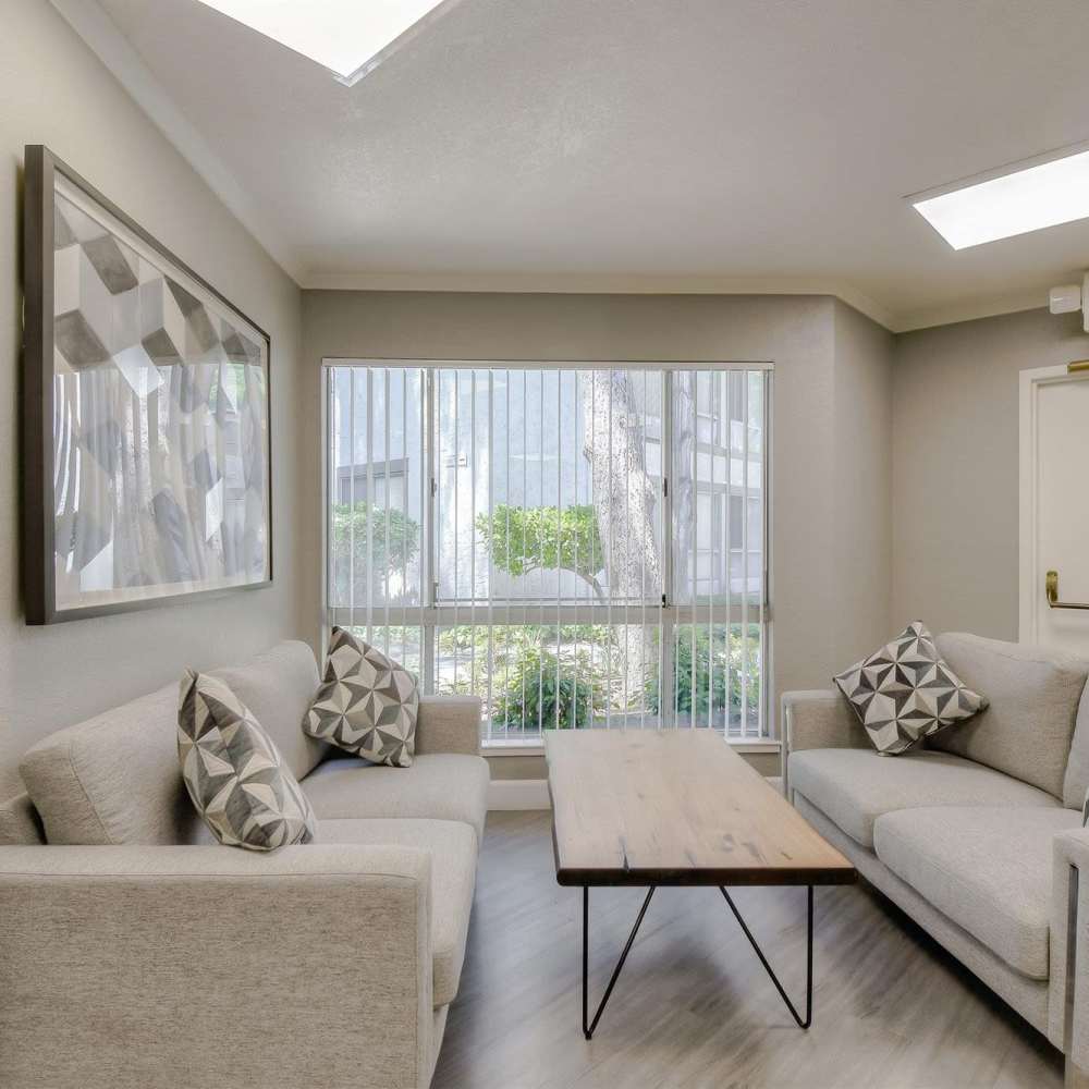 Charming community lounge area at Civic Plaza in Santa Clara, California