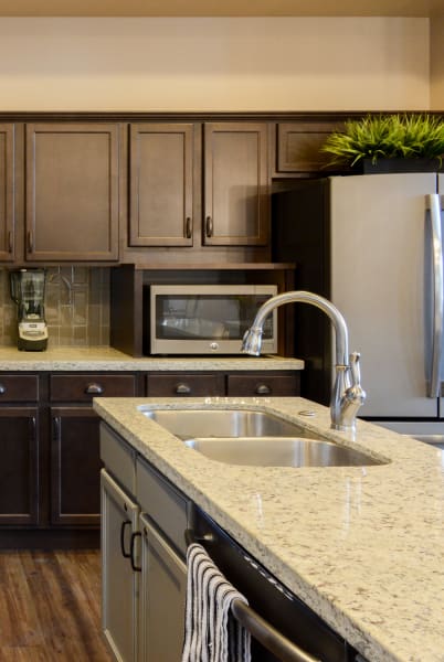 Beautiful and modern kitchen in senior apartment at Hacienda Del Rey