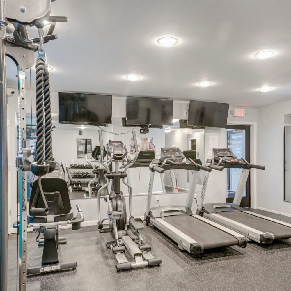 Cardio equipment in the well-equipped fitness center at Forge Gate Apartment Homes in Lansdale, Pennsylvania
