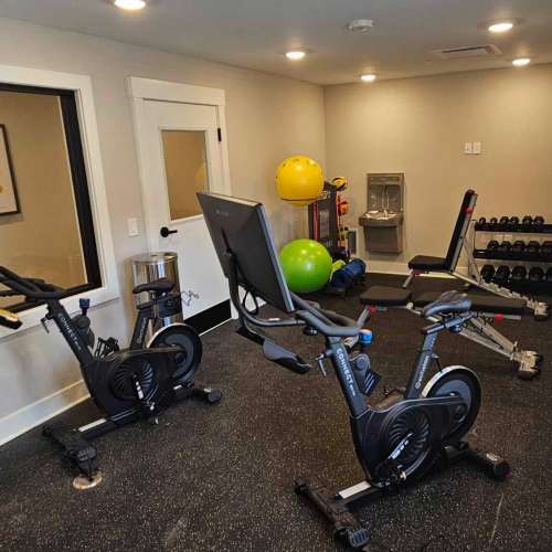 Fitness center at The Doris On Main in Wheeling, West Virginia