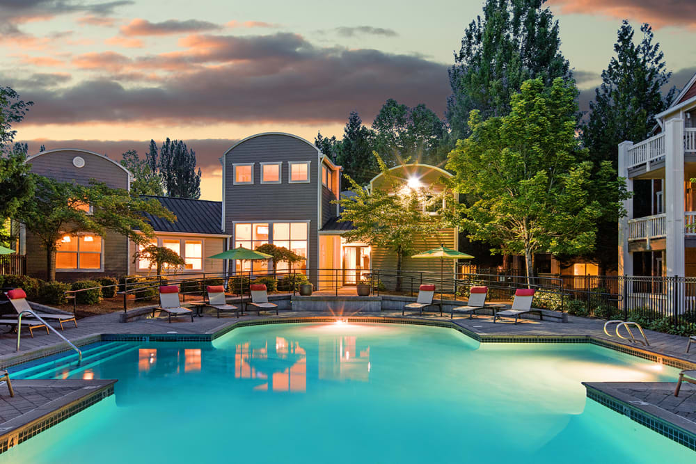 Resort-style swimming pool at Center Pointe Apartment Homes in Beaverton, Oregon