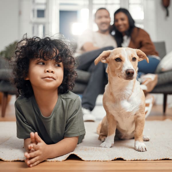 A family and their puppy at Windsong, Virginia Beach, Virginia