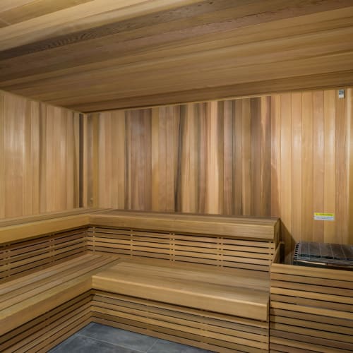 Inside the sauna at MB Station in Miami, Florida