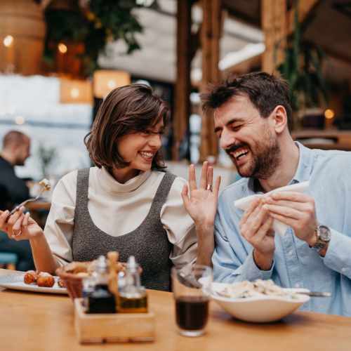 Couple having dinner near Kensington Crossings in Houston, Texas