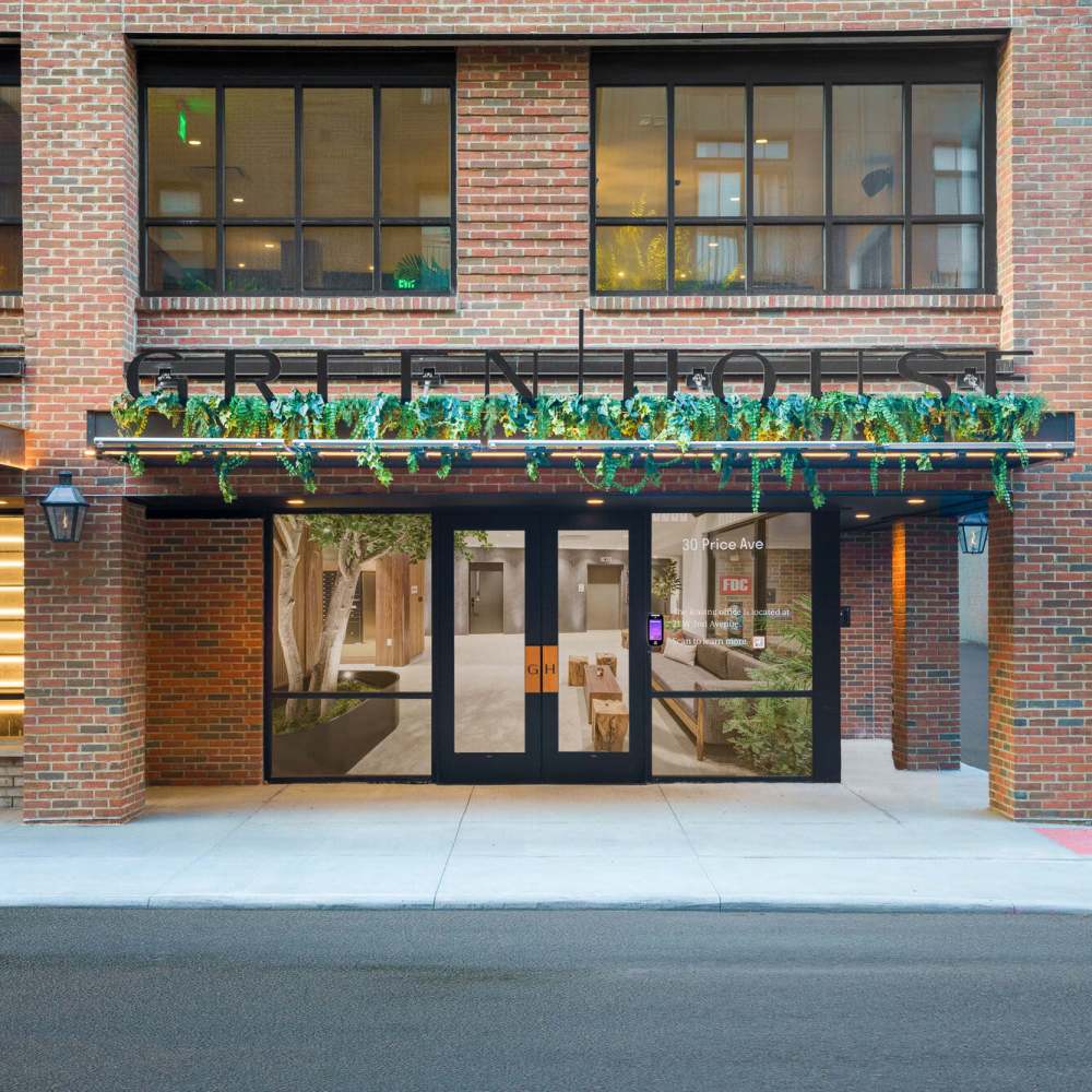 Community entrance front door at Green|House Short North in Columbus, Ohio