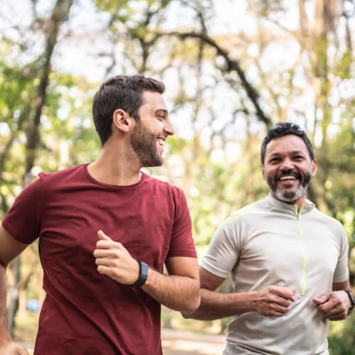 Men running nearby at Montebello at Summit Ridge in Reno, Nevada