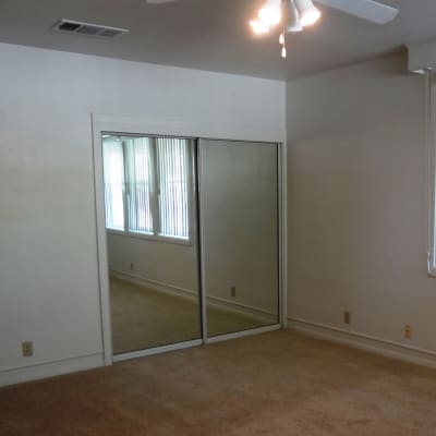 A closet in a bedroom at Capeharts in Ridgecrest, California